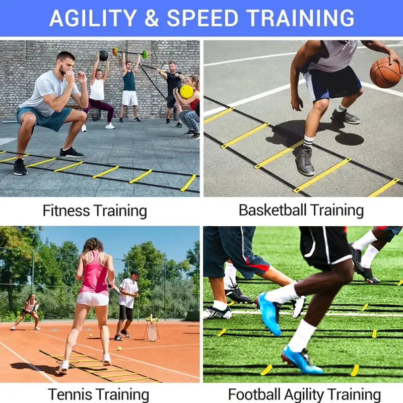 Sports Agility Ladder Football Adjustable Nylon Strap Jumping Ladder Speed Fitness Body Coordination Warm-Up Training Tool
