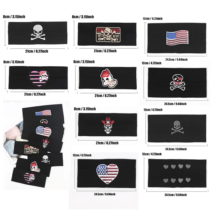 Unisex Punk Girl Skull Out Eyelets Wide Elastic Headband Halloween Rock Steampunk for Sport Women Men Headbands Hair Accessories