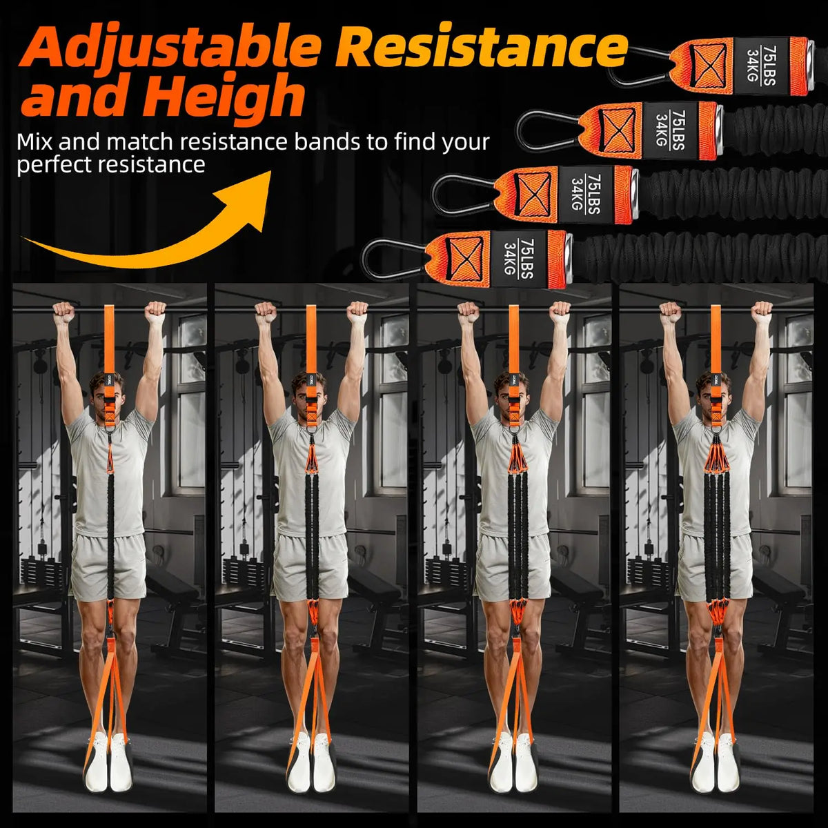 Pull-Up Power With Auxiliary Trainer Elastic Rope Pull Bar Fitness Home Men'S Band Latex Up Assist Belt Indoor Exercise