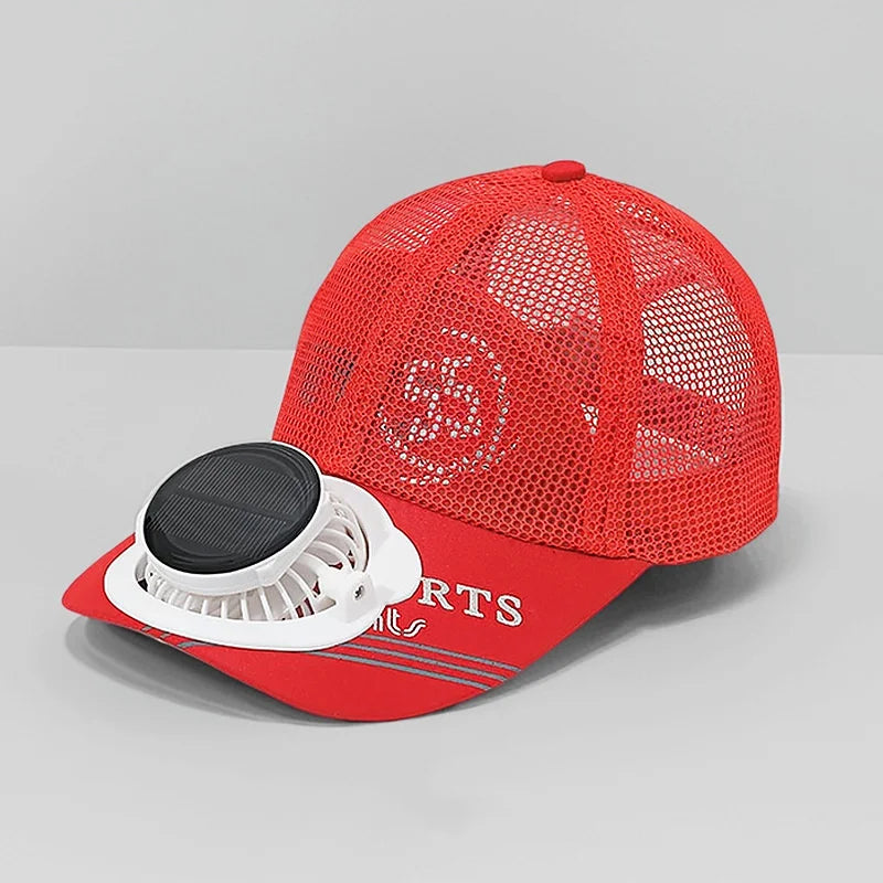 Solar Powered Charge Fan Baseball Cap Adults Summer Outdoor Camping Fishing Sun Shading Duck Tongue Mesh Cap Father's Day Gifts