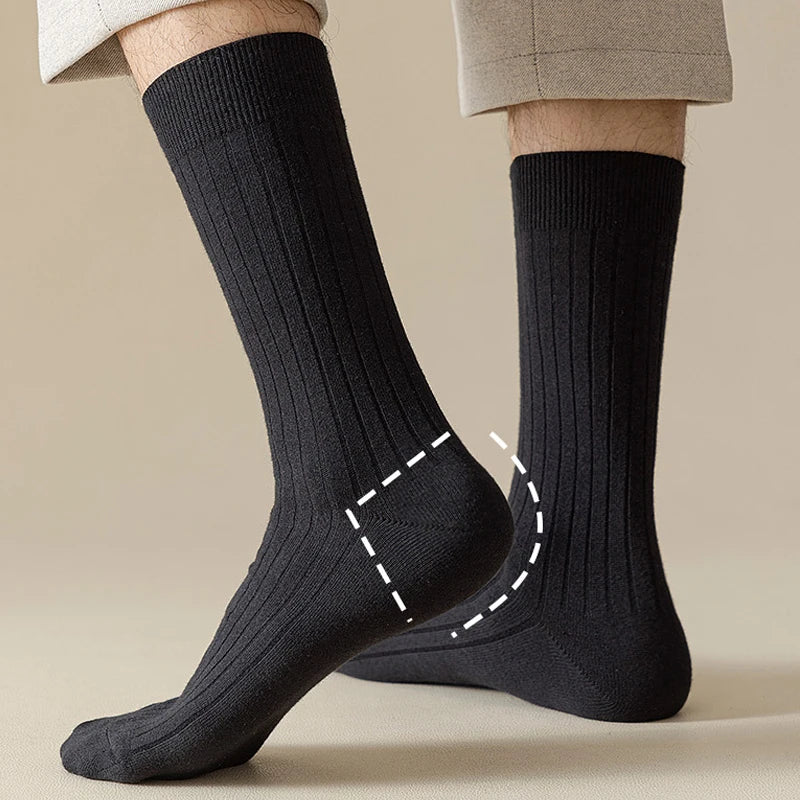 Mans Socks Long Plus Large Size Cotton Solid Striped Business Boneless Soft Breathable Sweat-Absorbing Party Dress Crew Socks