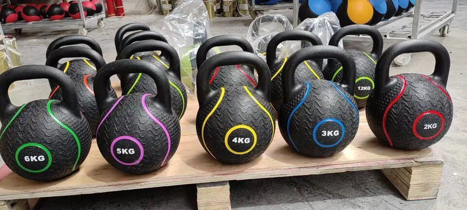 3KG 4KG Home Workout Equipment Rubber Coated Sand Filled Kettlebell