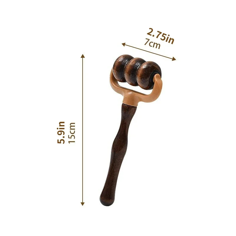 Wooden Massage Roller | Handheld Muscle Relief for Neck, Shoulders, Head | Promotes Circulation | Home & Office Use
