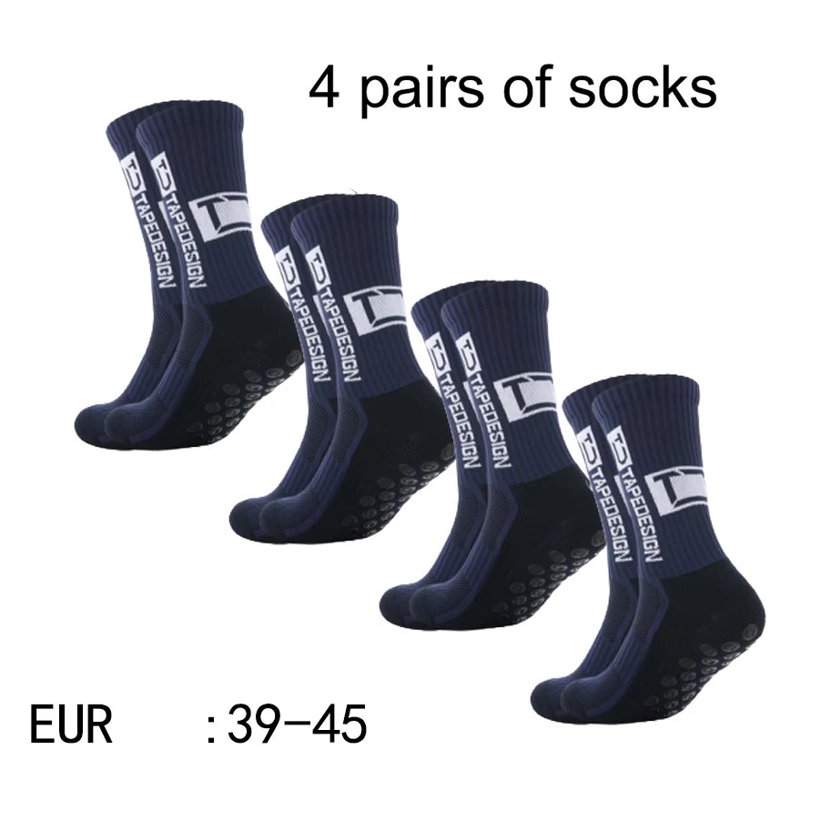 4 Pairs of New TC Mid Tube Glued Football Socks for Sports Training and Competition, Non Slip and Breathable Socks