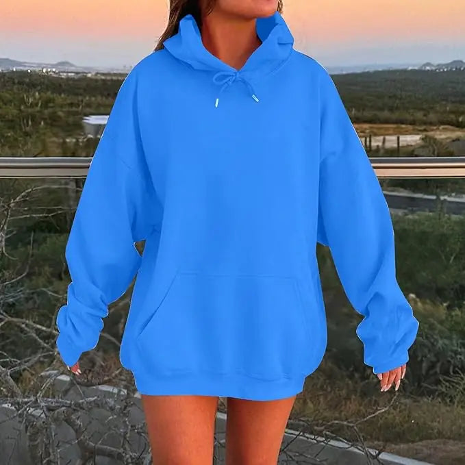 Women's Hoodies Pullover Spring Autumn Casual Hoodie 2026 Sweatshirts Solid Color Hoodies Oversize Black Sweatshirt Women Top