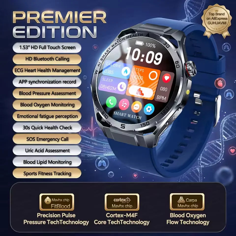 2026New Smart Watch Men ECG+HRV Blood Composition Body Analysis Bluetooth Call Waterproof Health Smartwatch For Android IOS Men