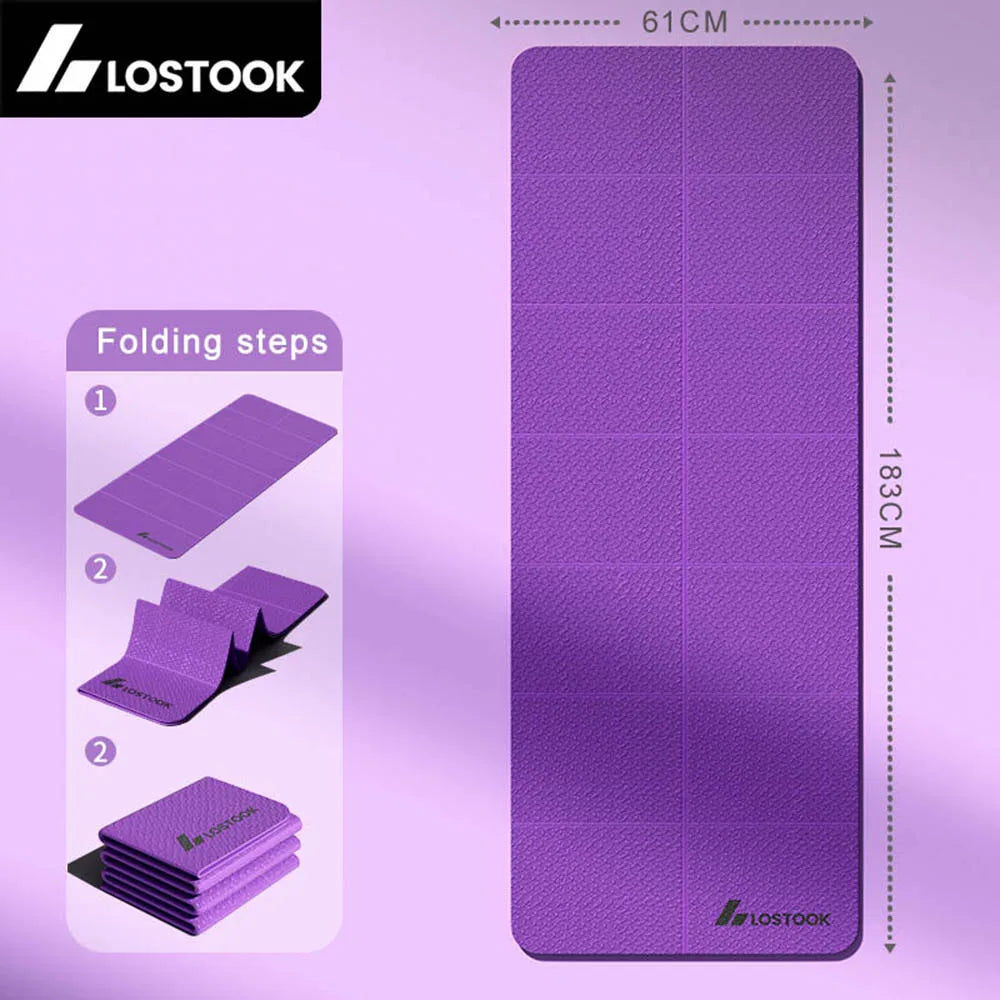 4mm Thick TPE Foldable Yoga Mat 183*61cm Easy Storage for Travel Yoga Pilates Home Exercise Floor Mat 