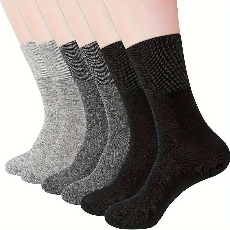 6 Pairs of Socks for Men and Women, Without Elastic Waistband, Comfortable Wide Cotton Diabetic Socks