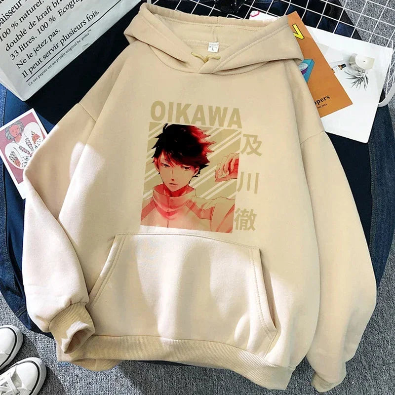 90s Japanese Anime Haikyuu Hoodies Women Funny Karasuno Fly High Graphic Streetwear Fashion Male Sweatshirts Unisex Harajuku