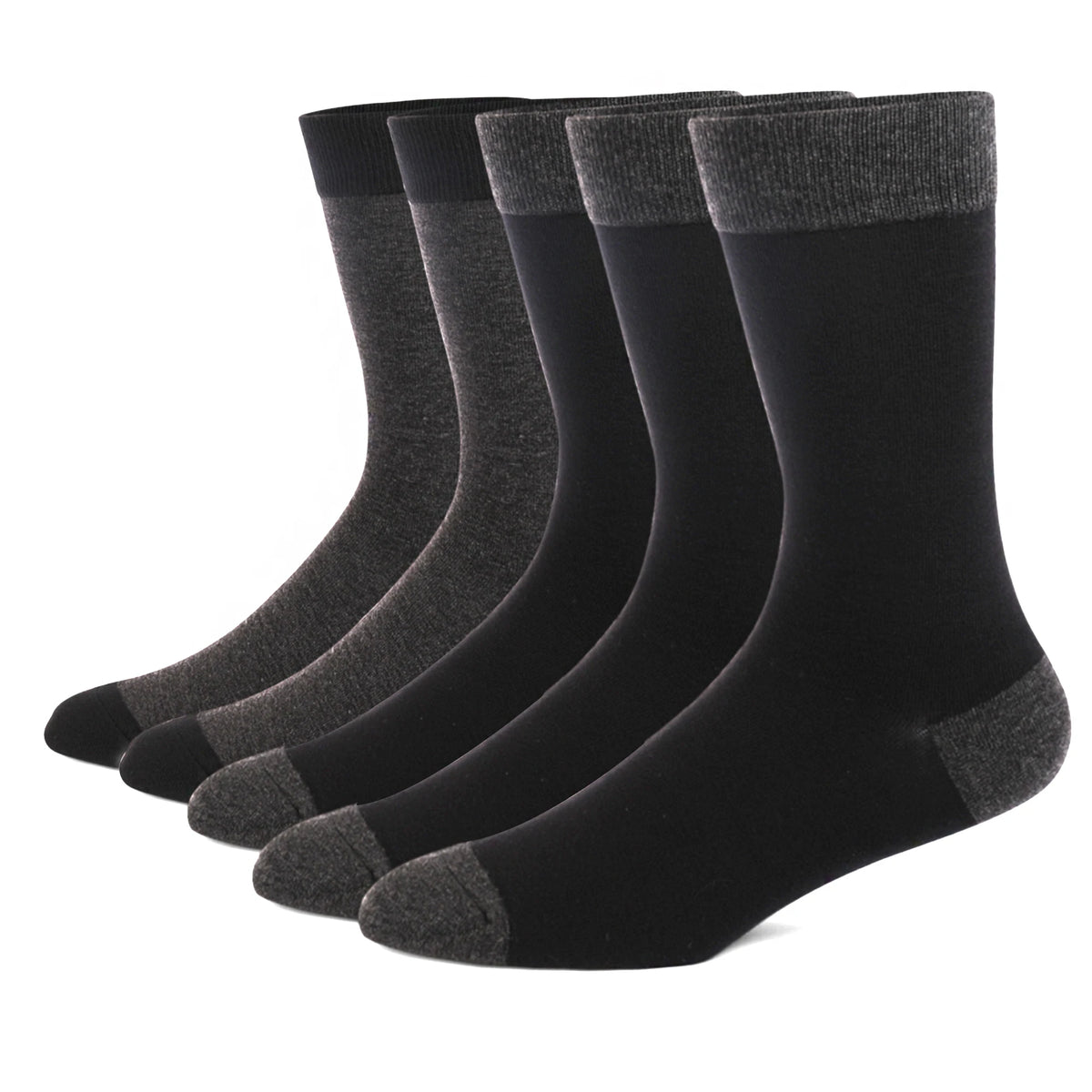 5 Pairs Mens Dress Socks Plus Large Size,High Quality Combed Cotton Crew Socks,Black Cool Argyle Breathable Casual Socks for Men