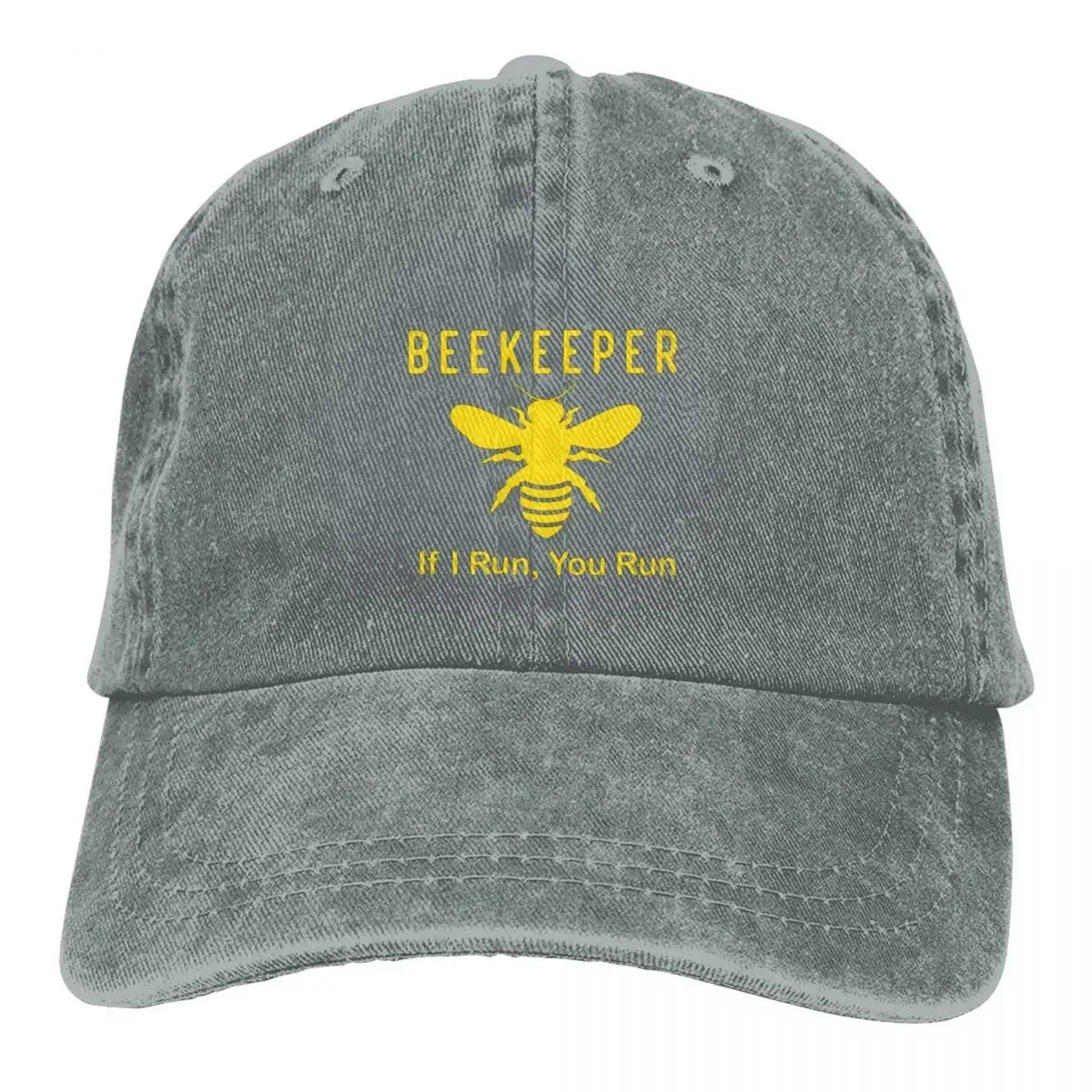 Beekeeper If I Run You Run Baseball Cap Funny Beekeeping Outdoor Fashion Hip Hop Hats Fashion Printed Washed Baseball Caps