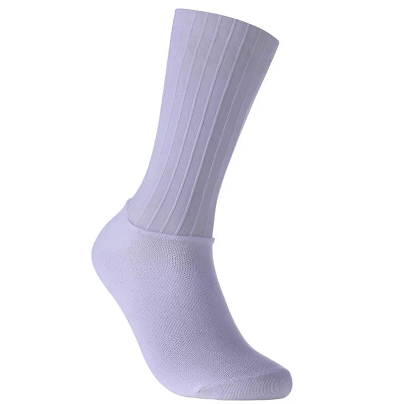 Anti Slip Silicone Summer Aero Socks Whiteline Cycling Socks Men Bicycle Sport Running Bike Socks