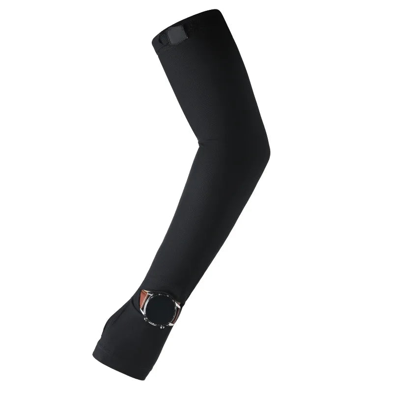 1Pair UPF50+ Cooling Arm Sleeves Breathable UV Protection Fingerless Outdoor Cycling Driving Sun Shield Moisture-absorbing Men