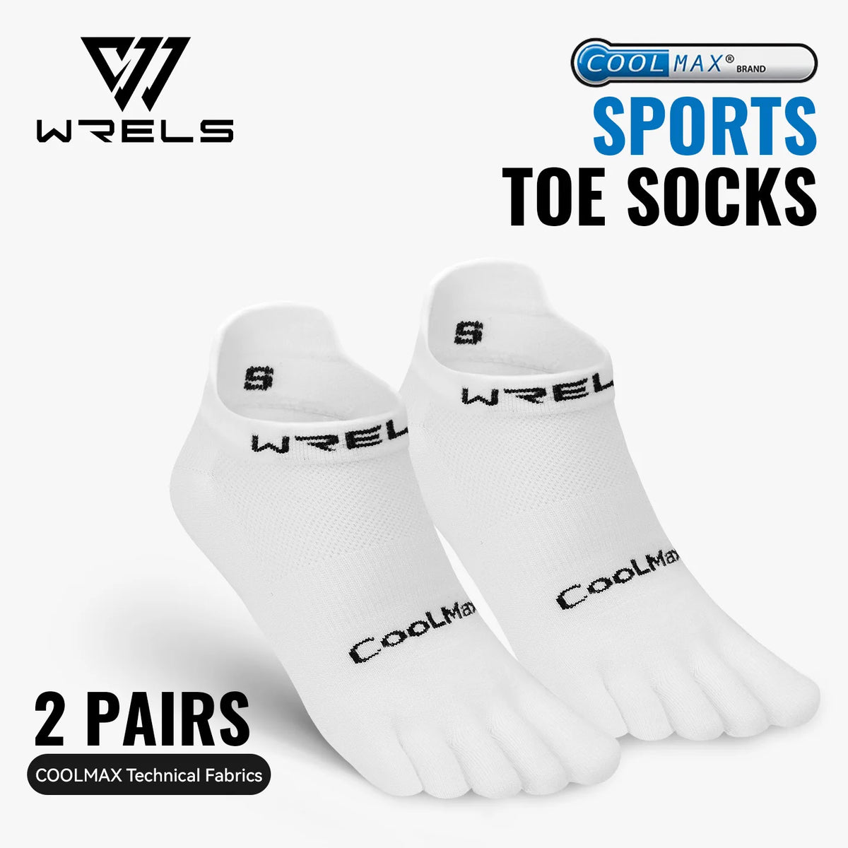 WRELS 1/2/3pairs COOLMAX Five Finger Socks Athletic Breathable Compression Running Hiking No Show Quick Dry Toe Socks Men Women
