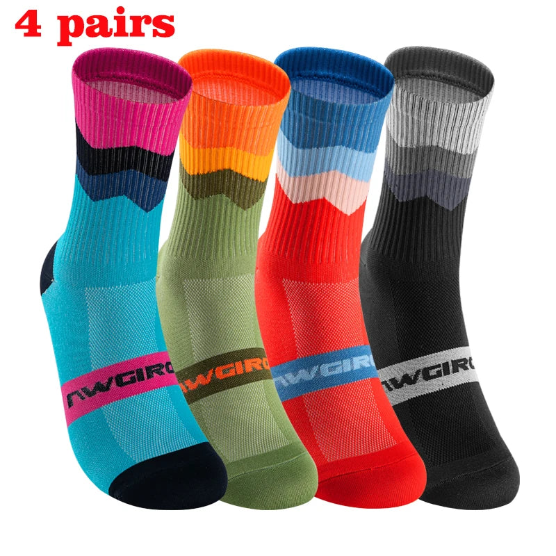GKRQ 4 Pairs Bike Socks Men Nurse Compression Cycling For Women Mtb Guard Socks Stockings Sport Grip Barre Socks