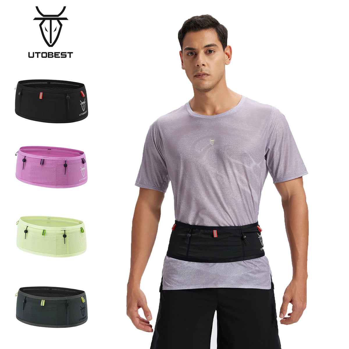 UTOBEST B7 Pro Professional Marathon Running Belt Ultra-Light Race Number Belt Phone Holder Waist Bag Breathable Fanny Pack