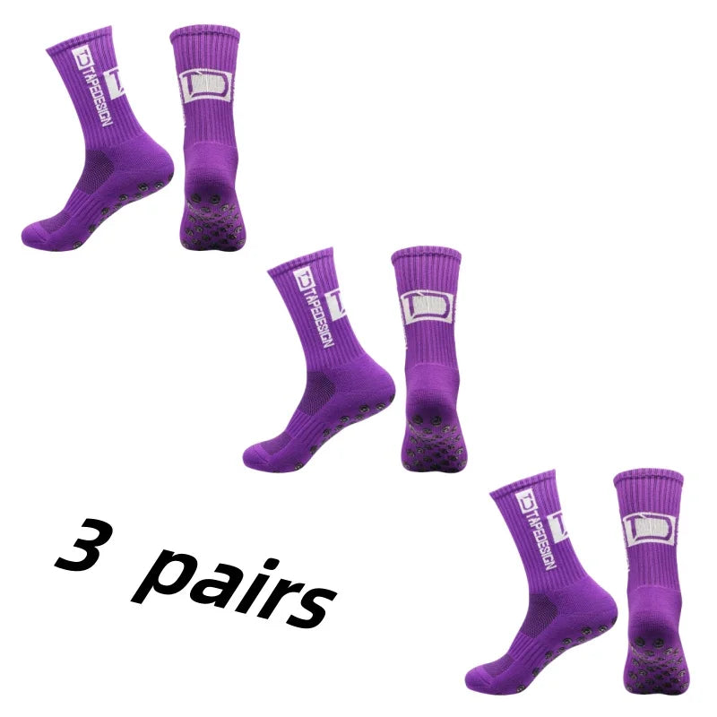 3Pairs/Lot New in ANTI SLIP Tapedesign Football Socks Mid Calf Non-Slip Soccer Sport Cycling Sports Mens Sock Women