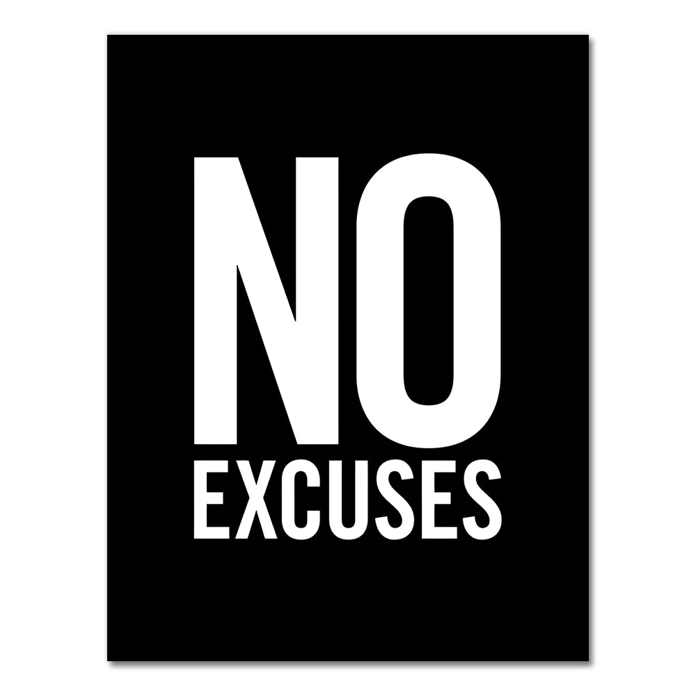 No Excuses Inspirational Quote Fitness Poster Gym Wall Decor , Motivational Art Typography Modern Canvas Painting Decoration