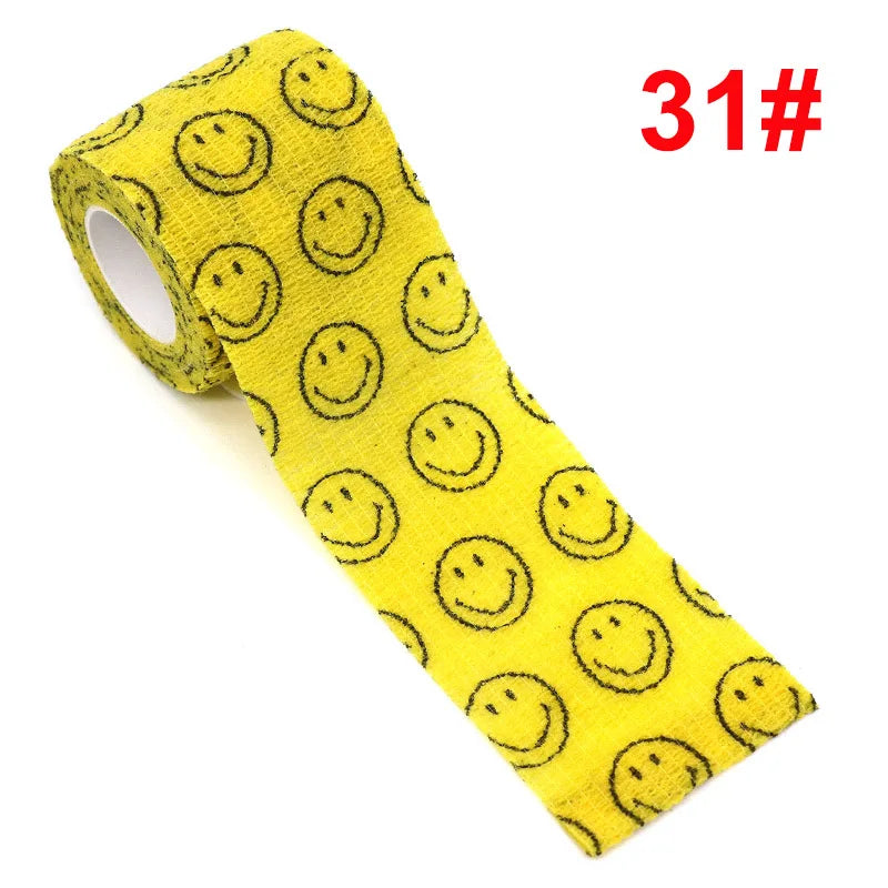 1 Pcs Printed Therapy Elastic Bandage Bands 4.8m Sports Colorful Self Adhesive Wrap Tape for Finger Joint Knee Animal Pet
