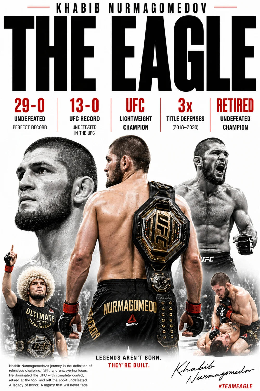 Modern Art Famous Boxing Legend Fighting Posters, UFC Inspirational Khablb Nurmagomedov Canvas Murals, Gym and Home Decorations