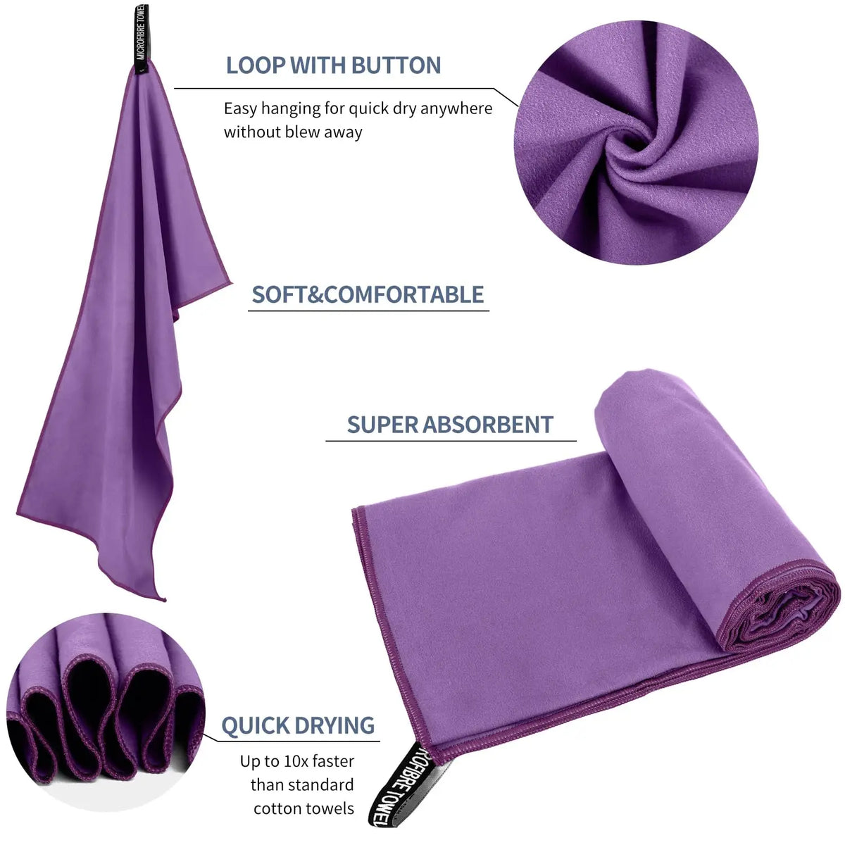 Sandproof Microfiber Fast-Drying Towel Lightweight Portable Swim Yoga Gym Beach Travel Sports Essentials