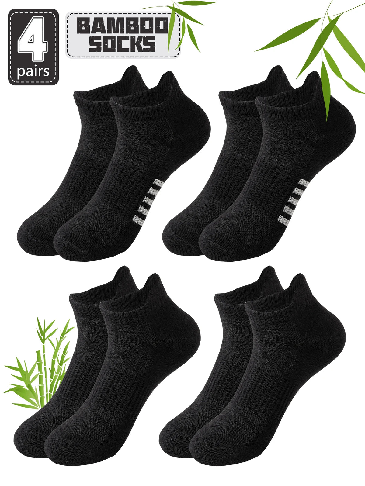 4 Pairs Women's Bamboo Fiber Short Socks Breathable Mesh Thin Summer Spring Pure Color Simple Design Casual Short Tube Socks