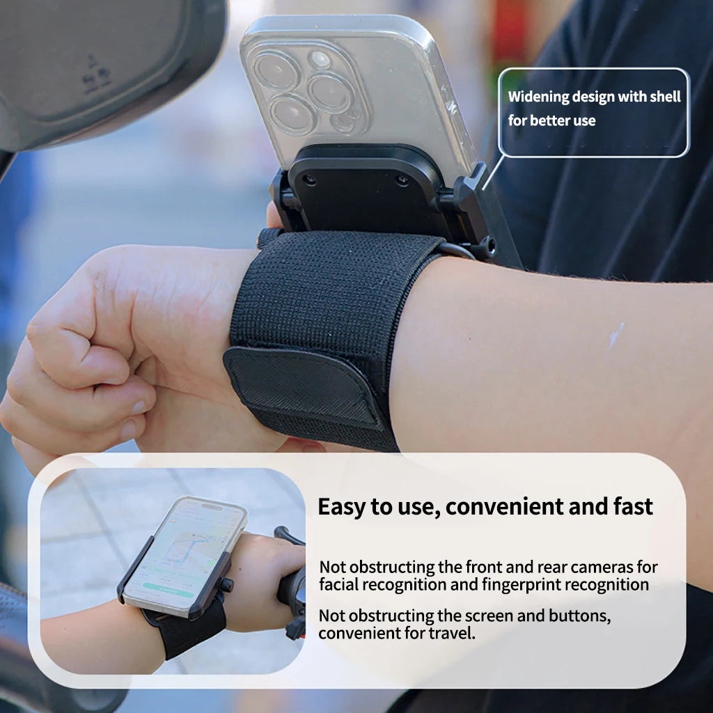 Wristband Phone Holder 360° Rotatable Universal Phone Wrist Strap for Smartphone Bike Cycling Armband for Hiking Biking Walking