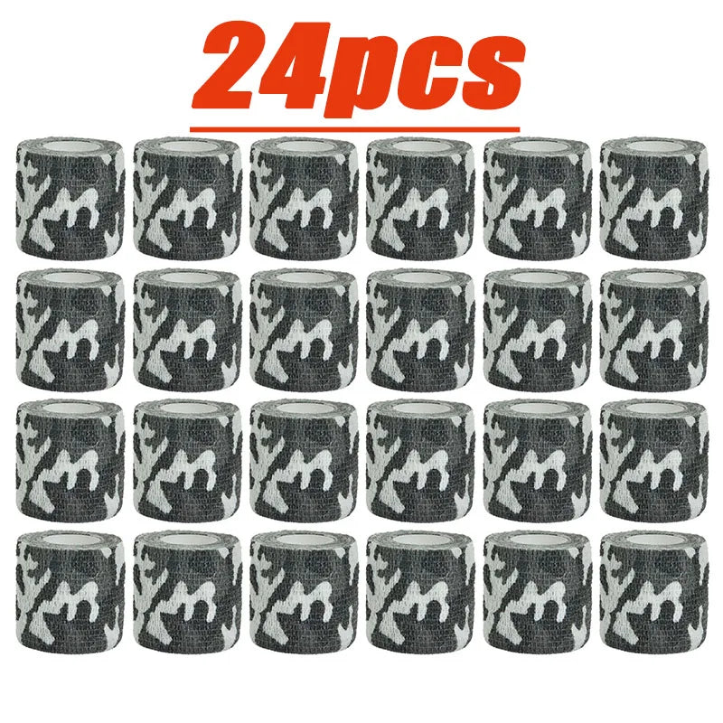 6/12/24/48Pcs Black and white Camouflage Elastic Wrap Tape Self Adhesive Sports Protector Ankle Knee Finger Arm Bandage
