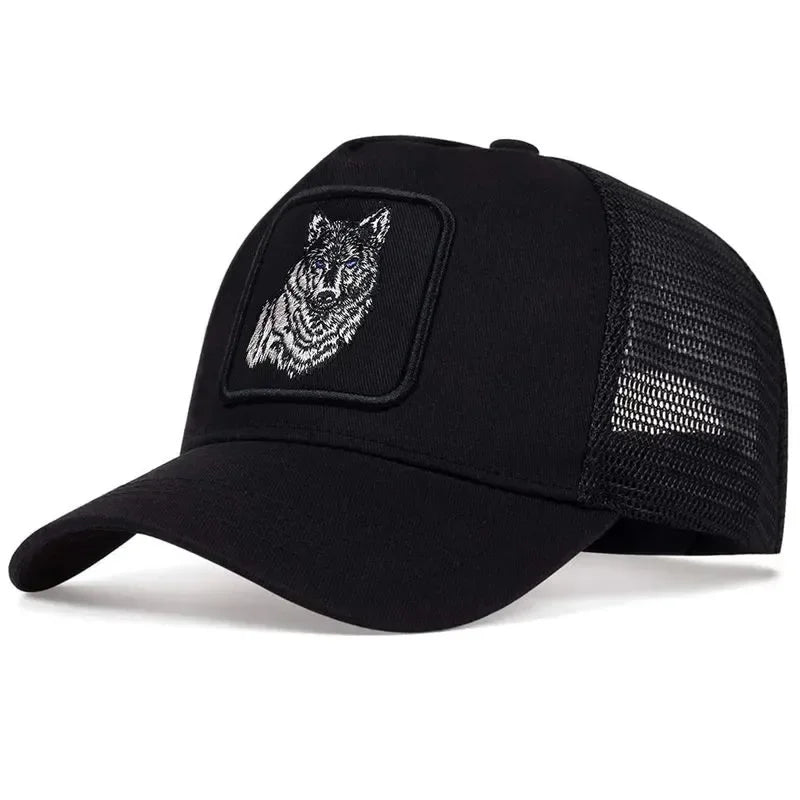 2025 New Embroidered Wolf Men's Fashion Casual Cap Women's Outdoor Breathable Sunshade Net Hat Summer Baseball Cap Breathable