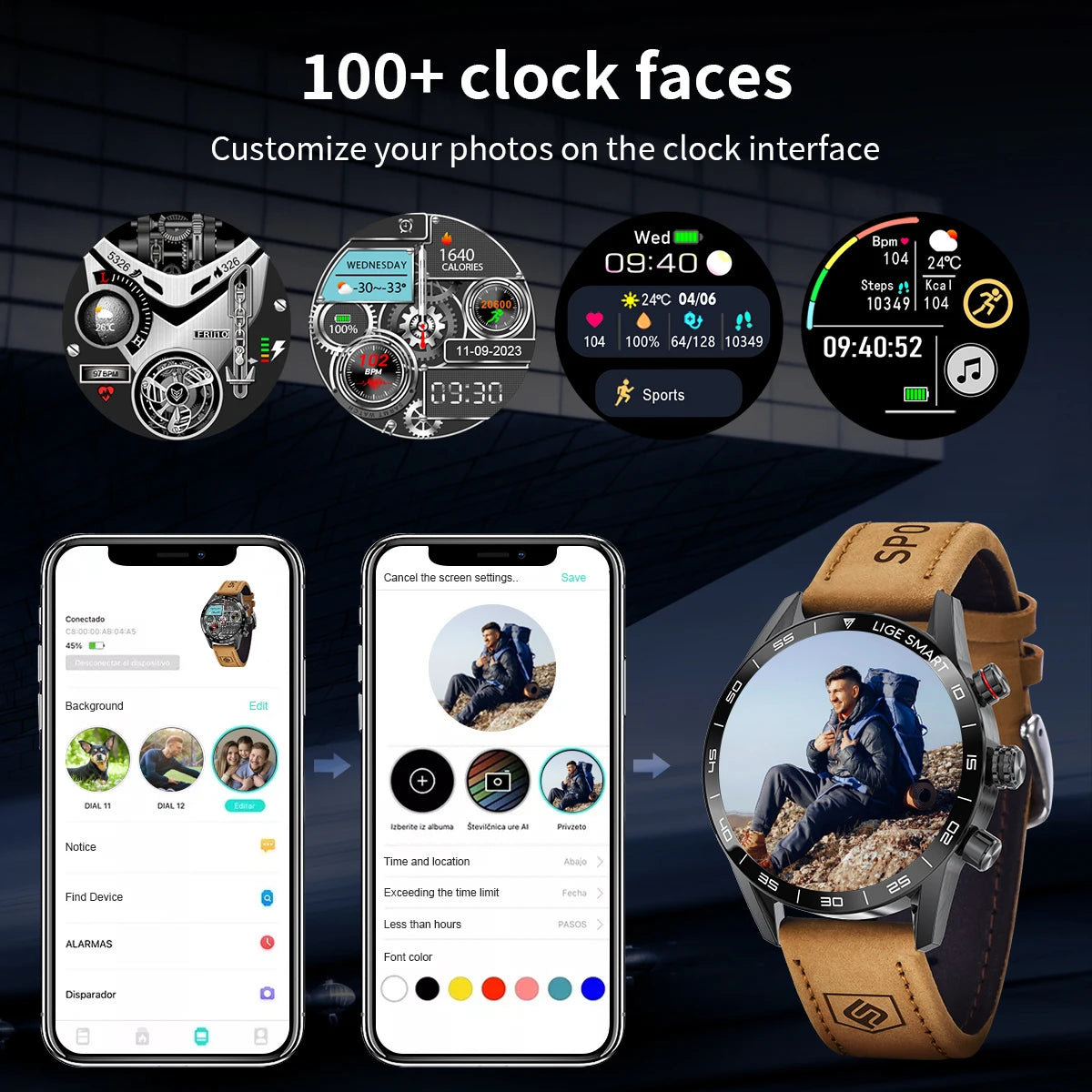 LIGE Business Smart Watch Men Bluetooth Call Health Monitor IP67 Waterproof Fitness Tracker Smart Bracelet Clock Smartwatch 2024