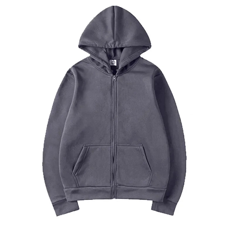 Oversize Women Hoodies Casual Solid Zip Up Hooded Sweatshirt Harajuku Korean Loose Couple Hoodie Jacket Coat Streetwear