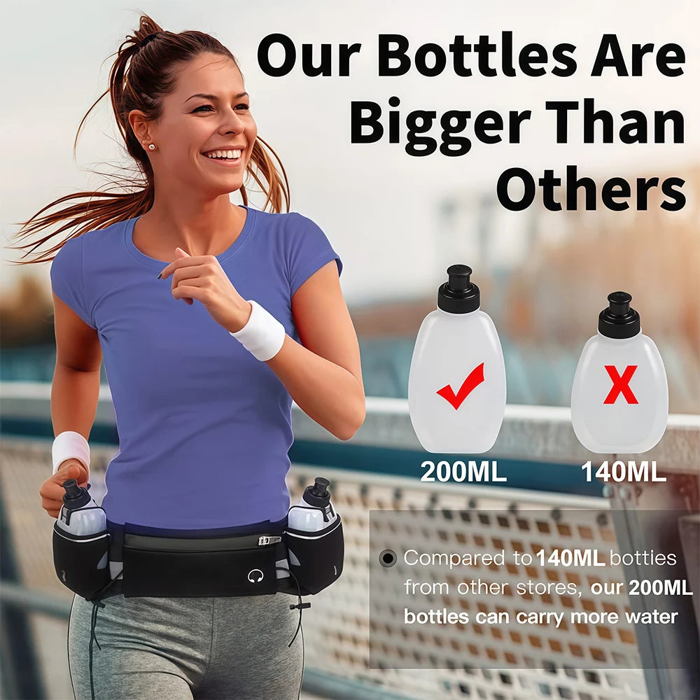 1PCS Multipurpose Running Belt with Integrated Water Bottles, Bottle Holder, Running Pouch Belt for Hiking, Climbing