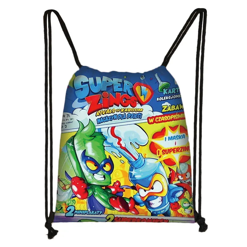 Cartoon Super Zings Drawstring Bag Boys Girls Casual Backpack Youth Lightweight Super Zings Printing Bags Storage Bag Gift