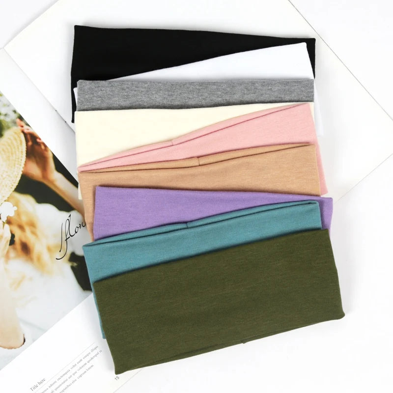 Unisex Solid Color Wide Elastic Hairband Running Sport Headband Yoga Sweat-absorbing Hair Band Fashion Headband Hair Accessories
