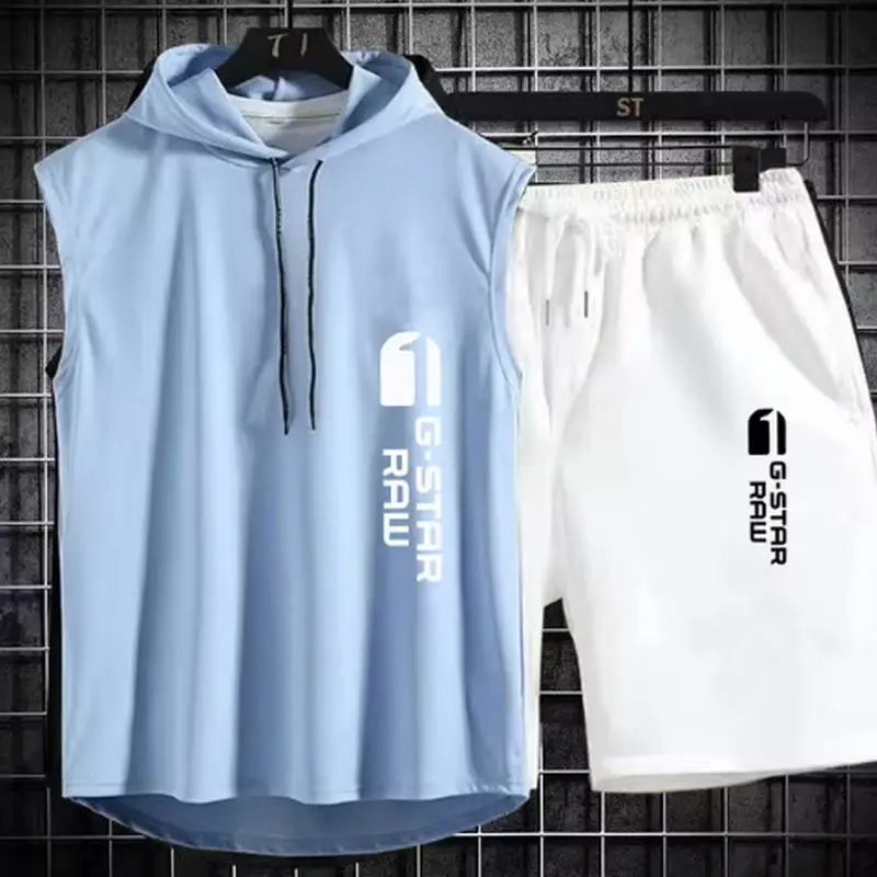 Men's track suit summer sportswear two-piece t-shirt shorts brand tracksuit jogging men's sports suit fitness clothes exercise