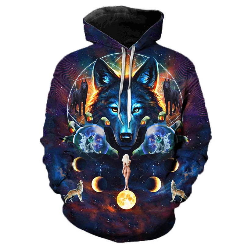 3D Wolf Hoodies Men Hooded Animal Printed Hoodie Sweatshirts Tracksuits Man/women Jackets Funny Hoody