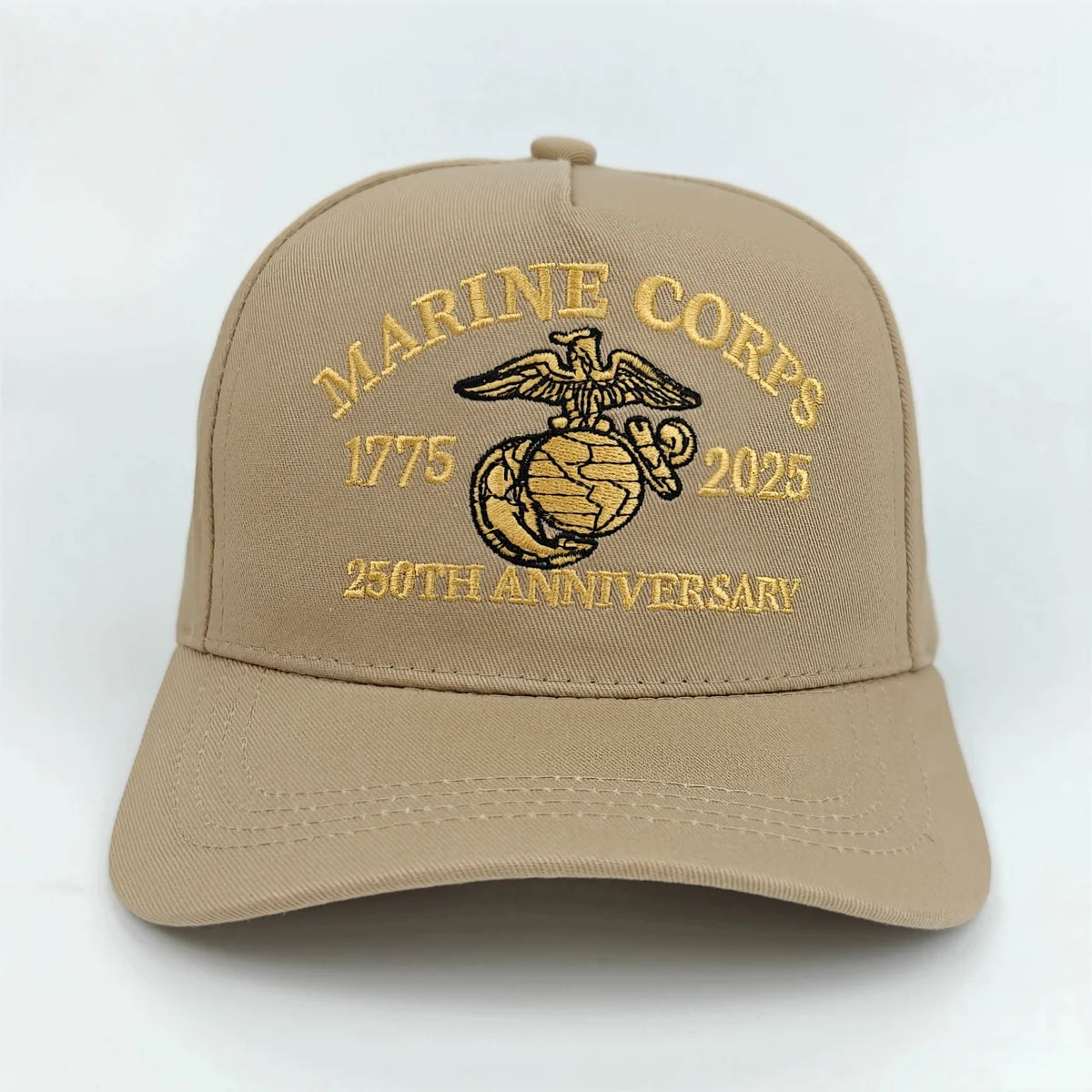 U.S. Marine Corps 250th Anniversary Official Baseball Cap - Knitted with 1775 - 2025 Logo Pattern, Decorated with the American F