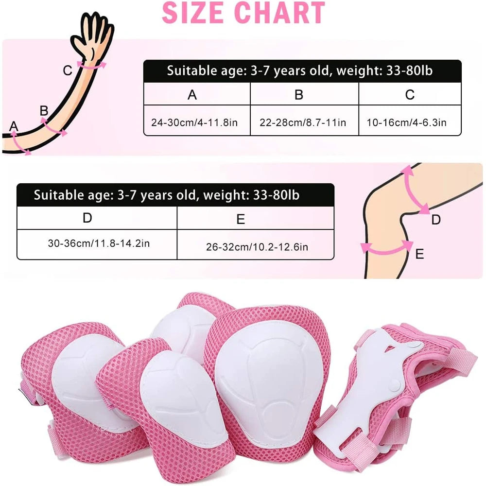 6Pcs/Set Protective Gears Set for Kids Children Knee Pad Elbow Pads Wrist Guards Child Safety Protector Kit for Cycling Skating