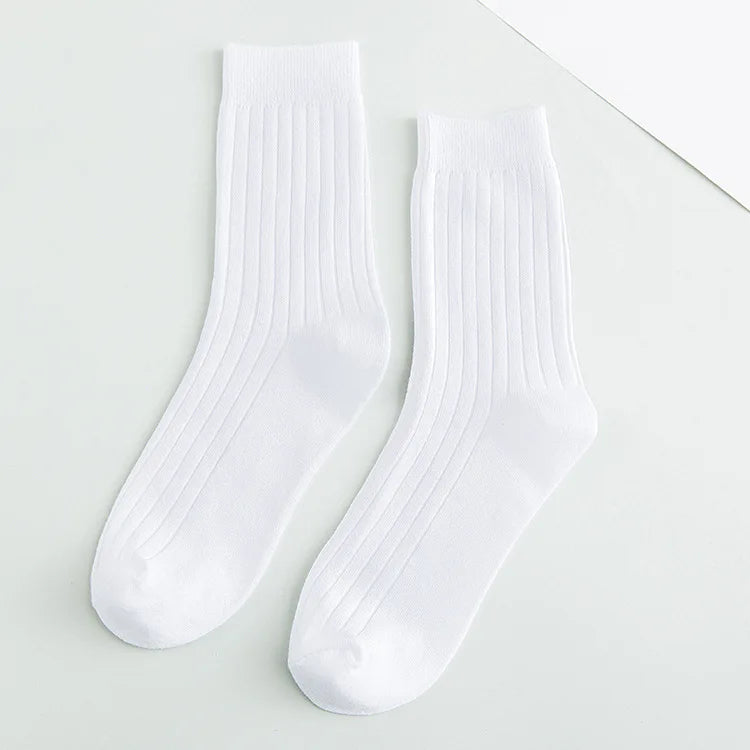 Autumn Winter Pure Color Mens Socks Cotton Warm Black and White Happy Socks Male Gifts for Men EUR 39-44 387