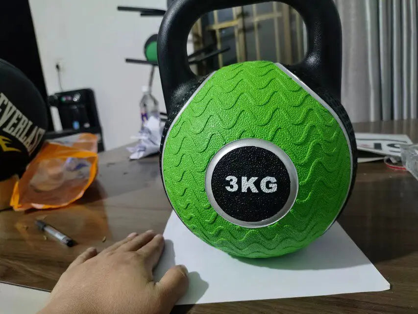 3KG 4KG Home Workout Equipment Rubber Coated Sand Filled Kettlebell