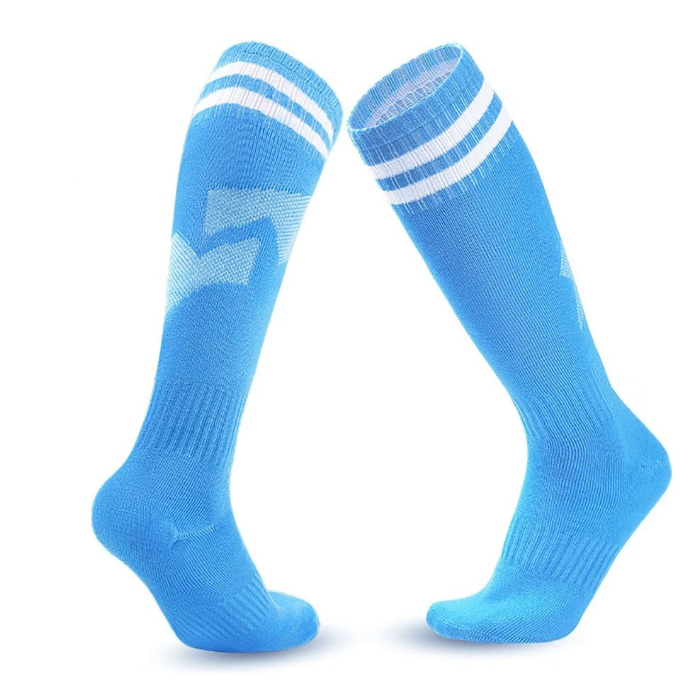 Loogdeel 1 Pair Soccer Socks Stretchy Compression Knee High Tube Socks Football Athletic Socks for Men Women Teens Kids