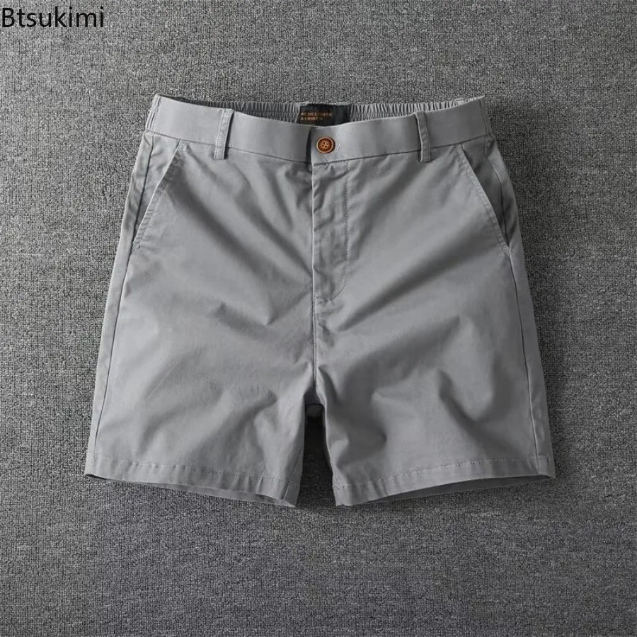 Men's Summer Casual Shorts Pure Cotton Solid Color Stretchy Straight Pants Trendy Hight Waist Elastic Waist Quarter Beach Pants