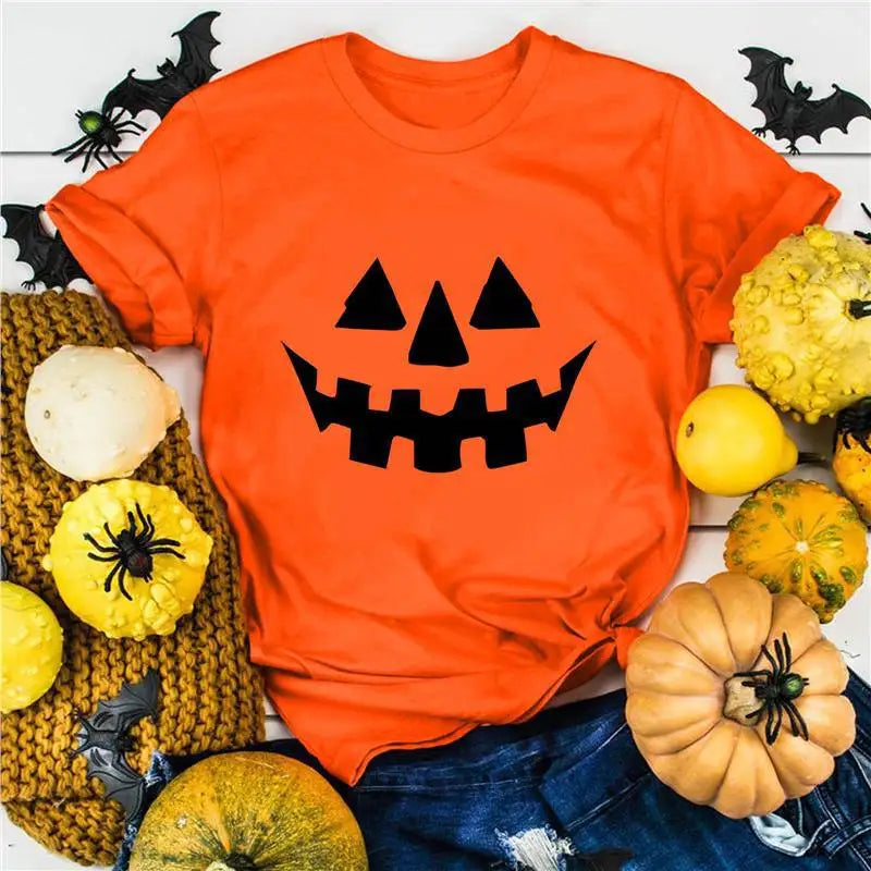 Halloween Pure Cotton Printed Men's and Women's Summer Personalized Short Sleeved New Fashion Trend Loose Casual T-shirt