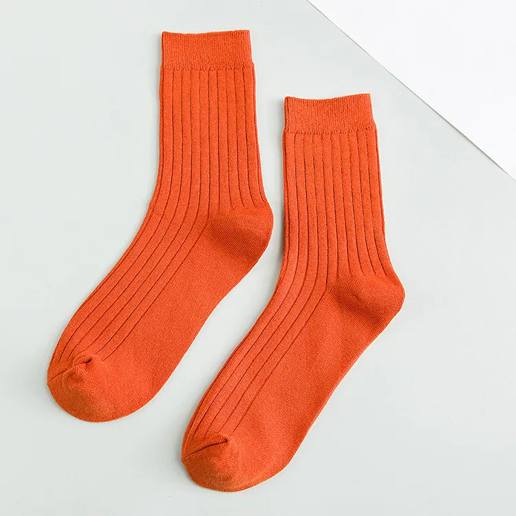 Autumn Winter Pure Color Mens Socks Cotton Warm Black and White Happy Socks Male Gifts for Men EUR 39-44 387