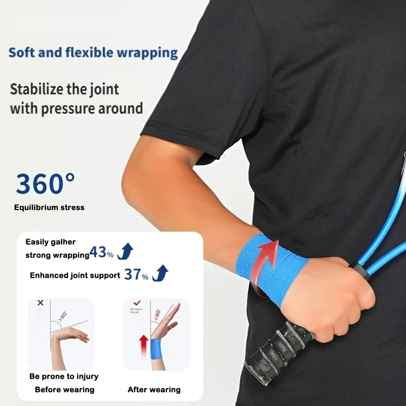 5cm Self Adhesive Elastic Bandage Sports Ankle Support Tape Waterproof Cohesive Wrap for Football Wrist Knee Injury Protection
