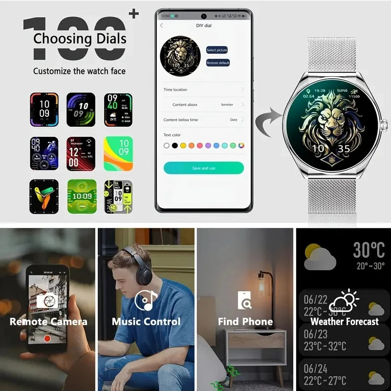 DAORKOW 2026 New 1.43-Inch AMOLED 466*466 Screen Men and Women Bluetooth Call Sports Fitness Ultra-Thin Waterproof Smart Watch
