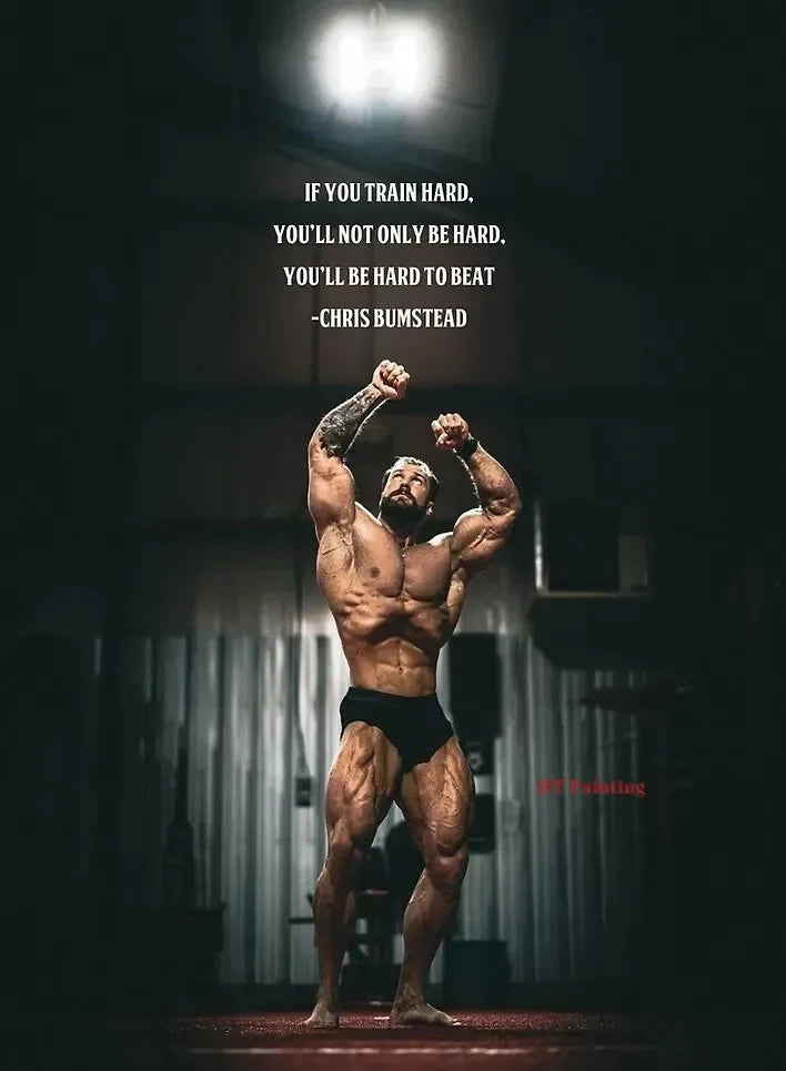 Canvas Painting Chris Bumstead Bodybuilder Fitness Motivational Quotes Poster Muscle Man Wall Art Pictures Home Gym Decor