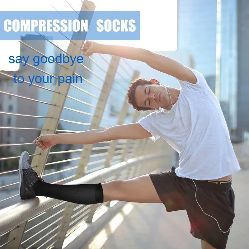 Varicose Compression Socks Blood Circulation Knee Length Elastic Socks Gym Outdoor Marathon Cycling Natural Hiking Sports Sock