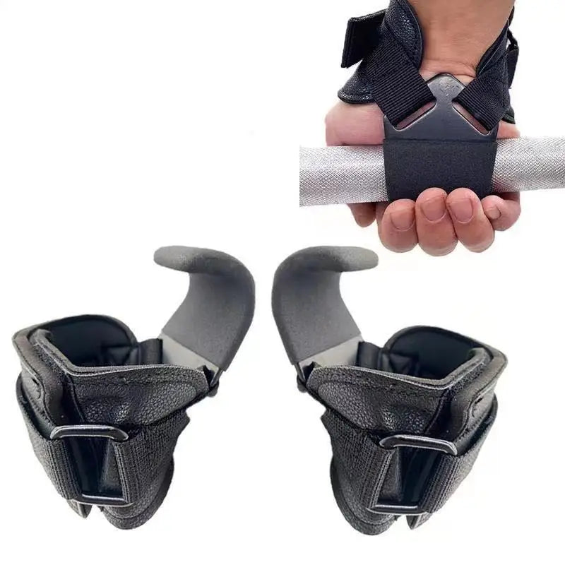 Leather Weight Lifting Hook Gym Fitness Weightlifting Non-slip Heavy Duty Steel Strong Load Capacity Wrist Strap Hook Pull-up
