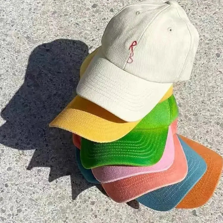 INS Monogram Cotton British Outdoor Sport Baseball Cap for Men Women Hand-Dyed Soft Fabric Dad Hand-Embroidered Letters Hats